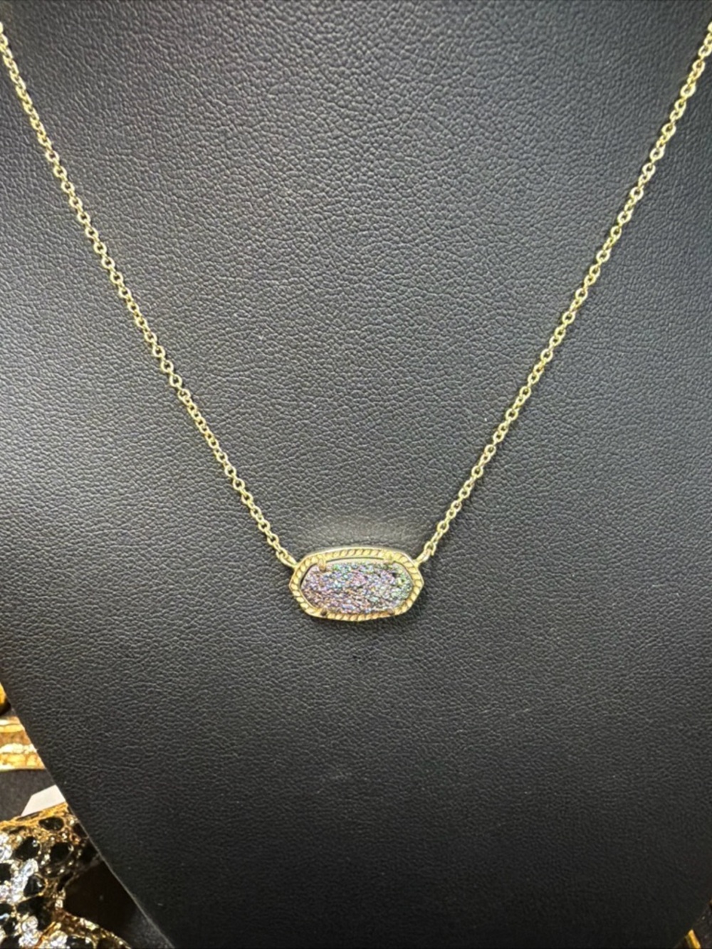 Kendra scott Gold Druzy Oval Pendant Necklace - Multicolor Sparkle